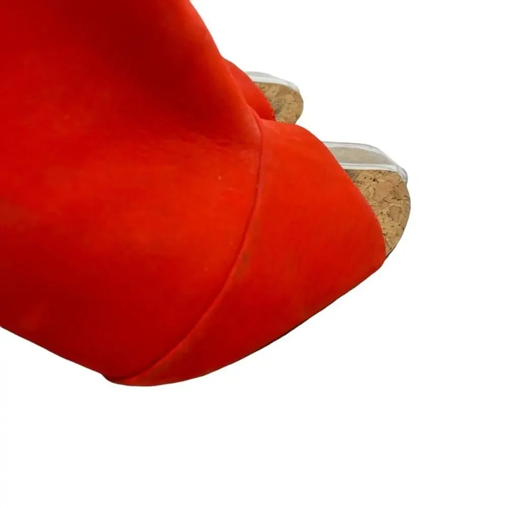 BCBGENERATION BCBG GENERATION Loriah X Bright Orange Red Block Heels Sandals 9.5